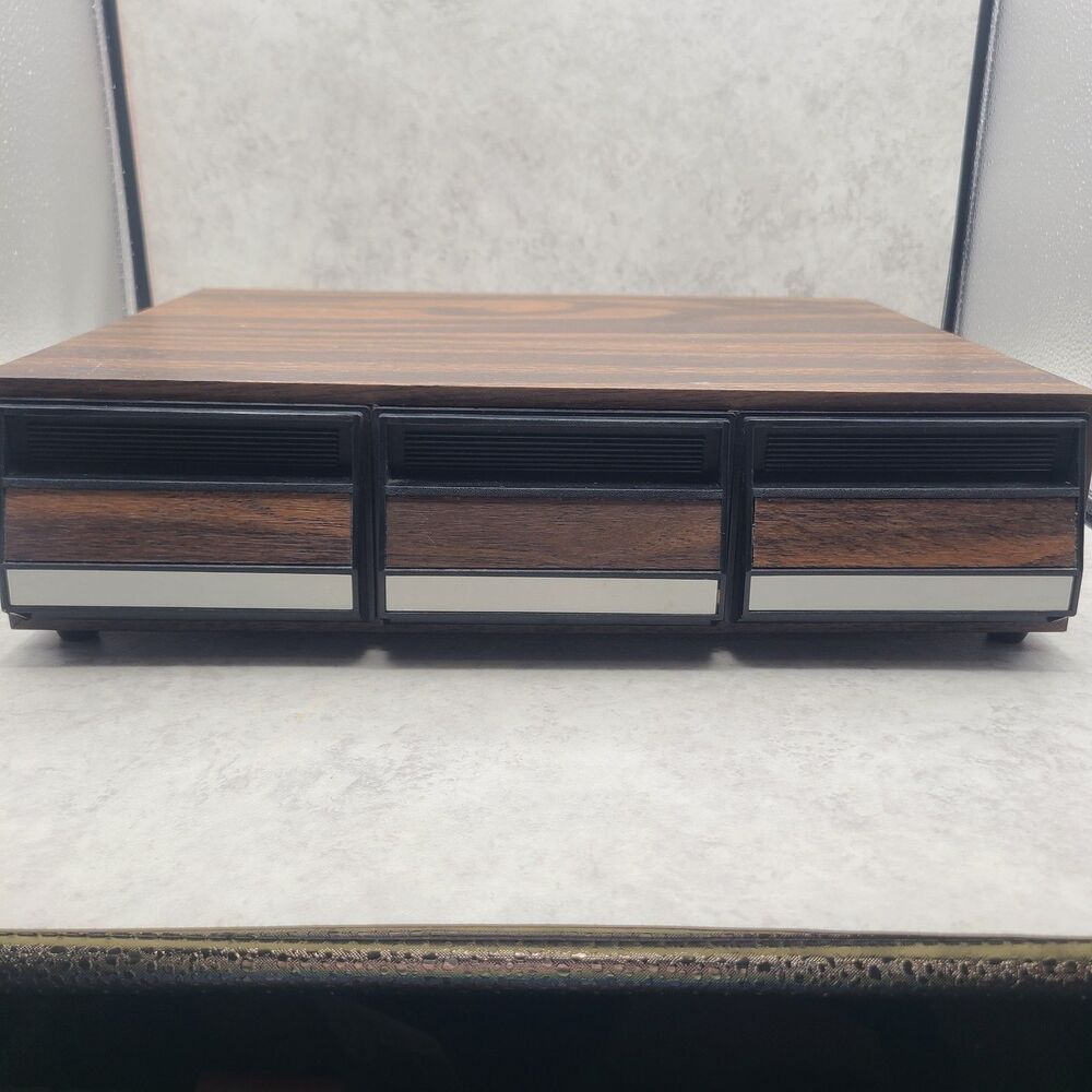 Vintage Audio Cassette Storage Case 42 Tape Holder 3 Drawer Wooden